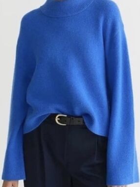 J. Crew Chunky Crewneck Sweater In Supersoft Yarn Blue XS NWOT